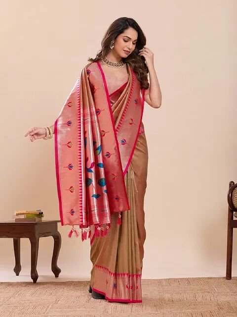 The Royal Paithani Silk Saree– Fall and Pico Stitched-Timeless Weaves for Every Celebration.