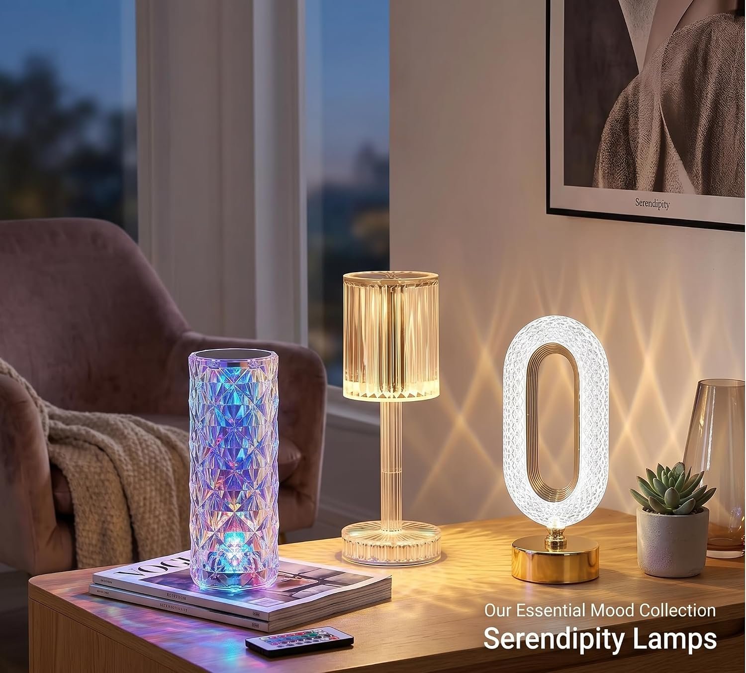 Modern Decorative Big Rechargeable Acrylic Crystal Table Lamp Collection โ Elegant Atmosphere Lighting for Home & Bedroom