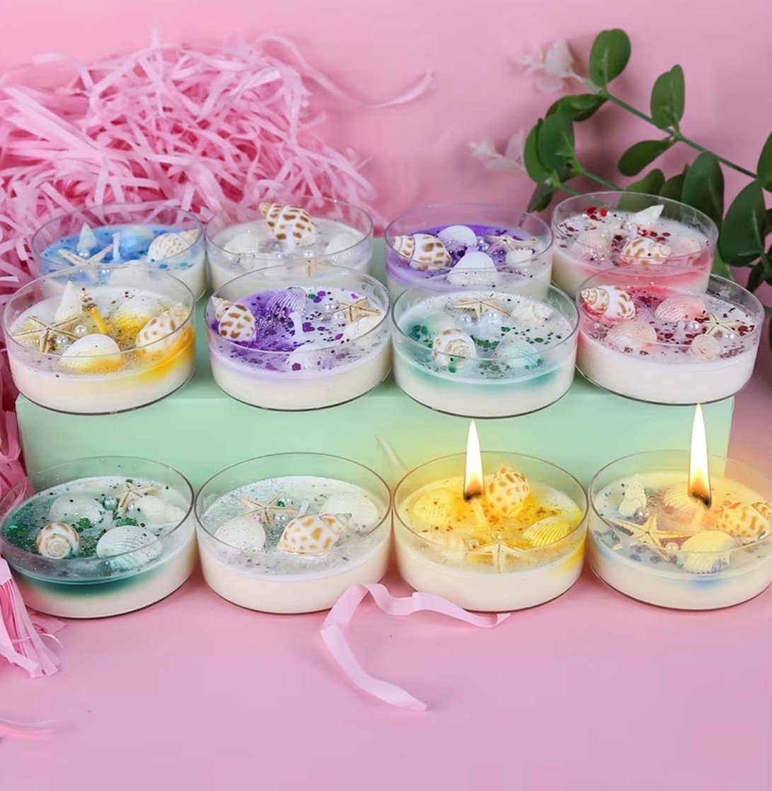 Scented candles gift set. 6 pieces 6 fragrances. Scented candles with crystals