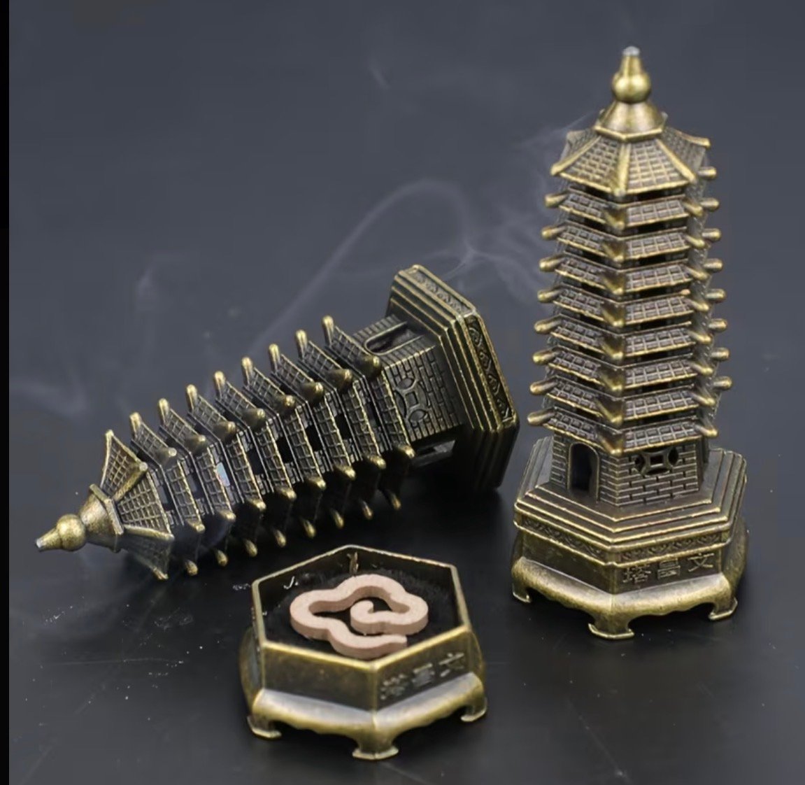 Elegant Metal Incense Burner Tower, Decorative Holder for Sticks & Cones, | Vivirasmi |Ash Catcher for Home Fragrance, Bakhoor, Meditation & Aromatherapy