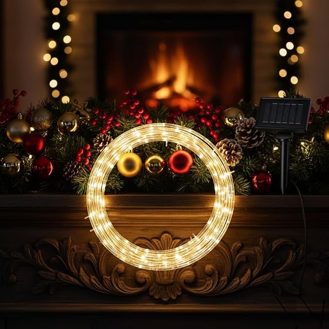 Solar Powered LED String Lights, 100 LED -12Meters Waterproof Outdoor Fairy Lights for Diwali, Garden, Patio, Balcony, Ramadan,Christmas & Party Decorations