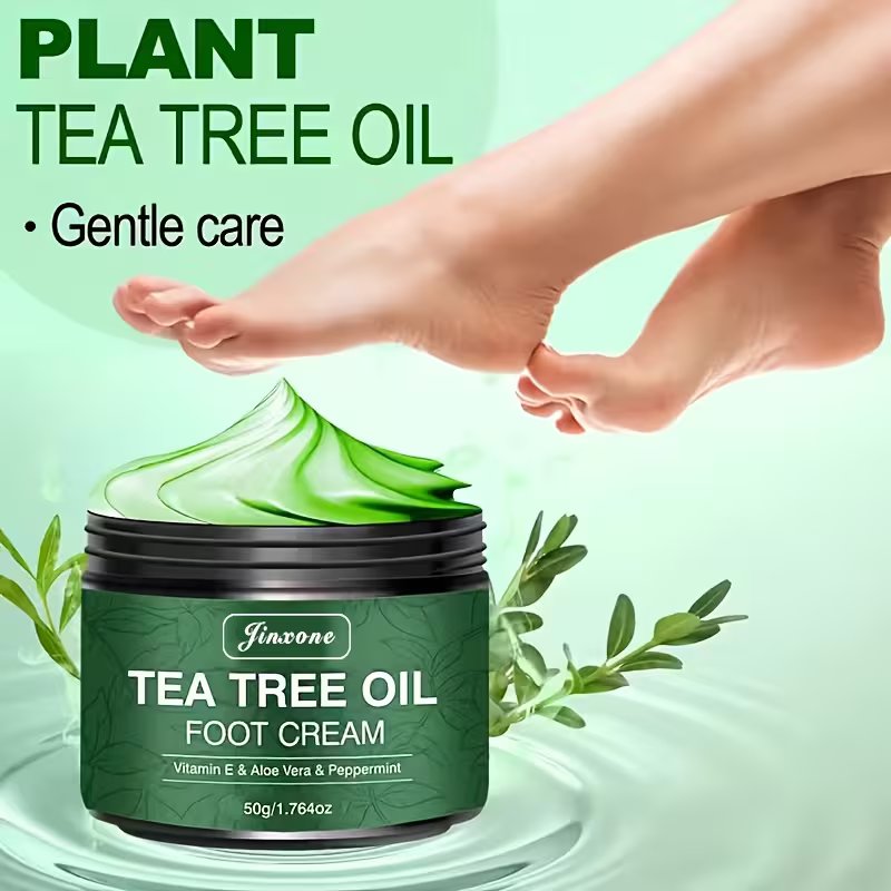 Herbal Tea Tree Foot & Heel Repair Cream (50g) - Deep Nourishment, Cooling Peppermint, and Long-Lasting Fresh Scent