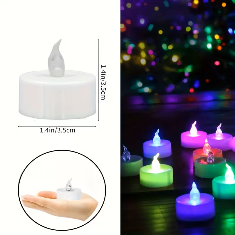 24pcs Flameless Tealight Candles, 7 Color Changing Battery Operated LED Tea Lights, Electronic Fake Candles for Diwali, Wedding, Party, Christmas, Halloween