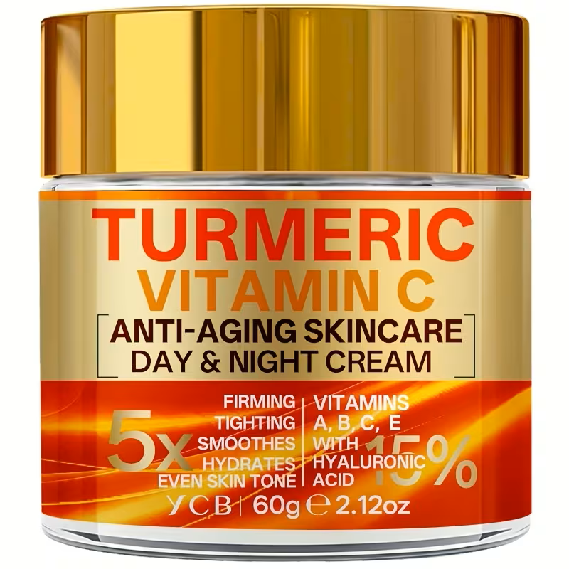 Turmeric & Vitamin C Anti-Aging Day & Night Face Cream โ 60g 5-in-1 Advanced Moisturizer with Retinol, Hyaluronic Acid, Collagen & Vitamin E, Firming, Lifting, Brightening & Smoothing Facial Skincare