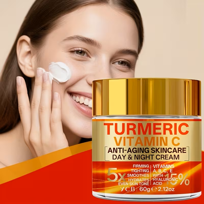 Turmeric & Vitamin C Anti-Aging Day & Night Face Cream โ 60g 5-in-1 Advanced Moisturizer with Retinol, Hyaluronic Acid, Collagen & Vitamin E, Firming, Lifting, Brightening & Smoothing Facial Skincare