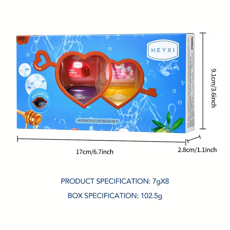 8-Piece Fruit & Plant Flavored Lip Balm & Hydrating Lip Mask Set โ 7g Each, Anti-Dry Moisturizing Lip Care Collection with Strawberry, Rose, Sakura, Peach, Grape, Propolis & Avocado for Soft, Smooth