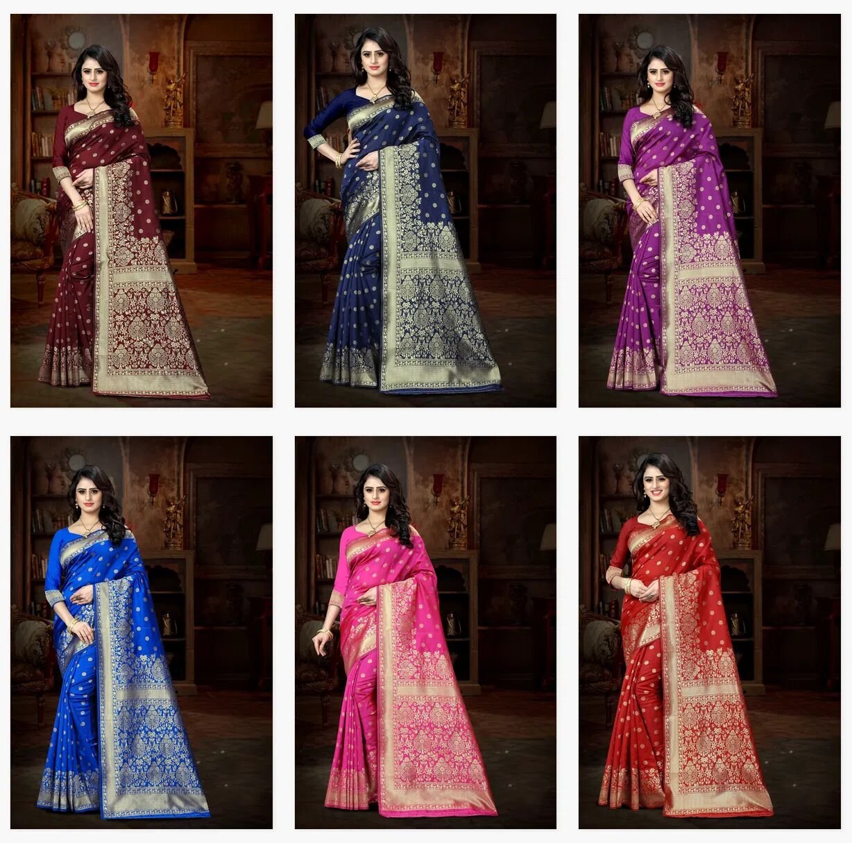 Banarasi Silk Saree Saree| Fall & Pico Stitched | Traditional Zari Weaving & Rich Pallu