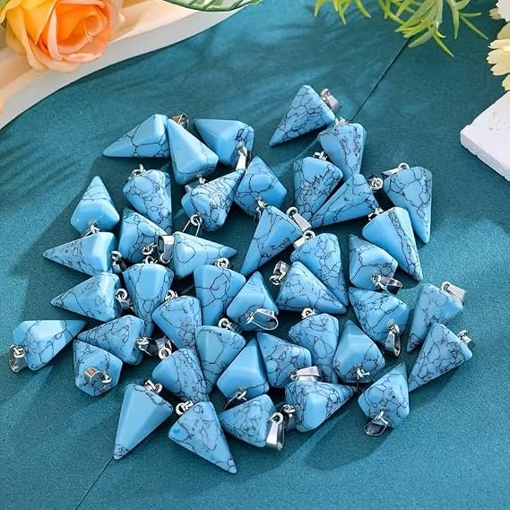 Natural Turqois Stone pendant necklace for Men and Women. Authentic Natural Stones-Various Styles & Vibrant Colors