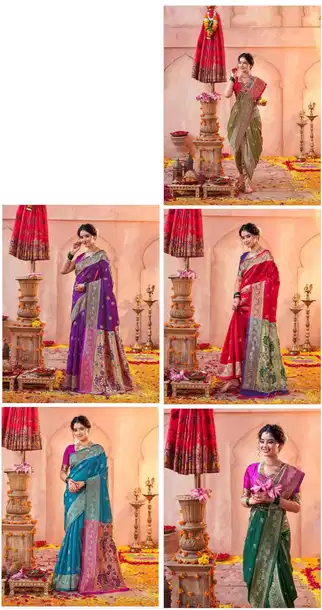 Traditional Silk Zari Woven Paithani Saree with Rich Pallu and Unstitched Blouse Piece