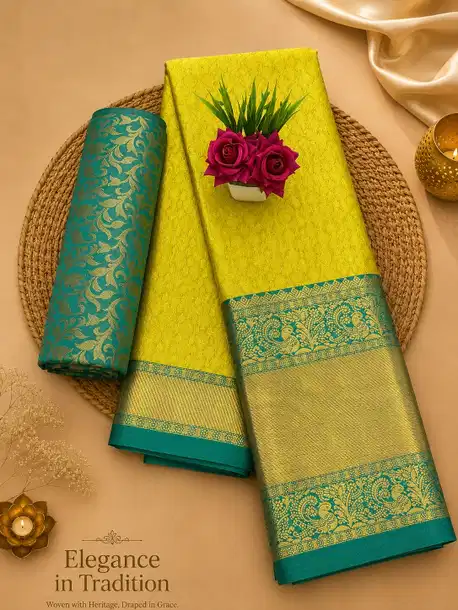 Pure Mercerised Cotton Silk Festival Saree with Fall & Pico Stitched and Unstitched Blouse Piece