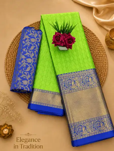 Pure Mercerised Cotton Silk Festival Saree with Fall & Pico Stitched and Unstitched Blouse Piece