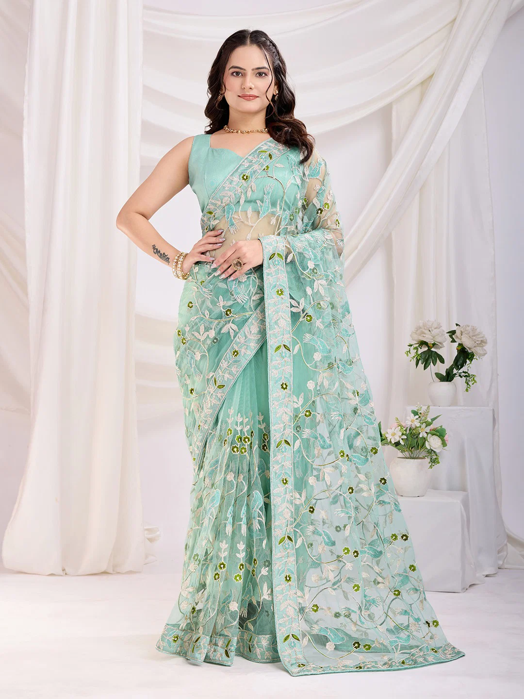 Beautiful Embroidered Worked Soft Net Saree Collection -VF-Net-Vaamika22