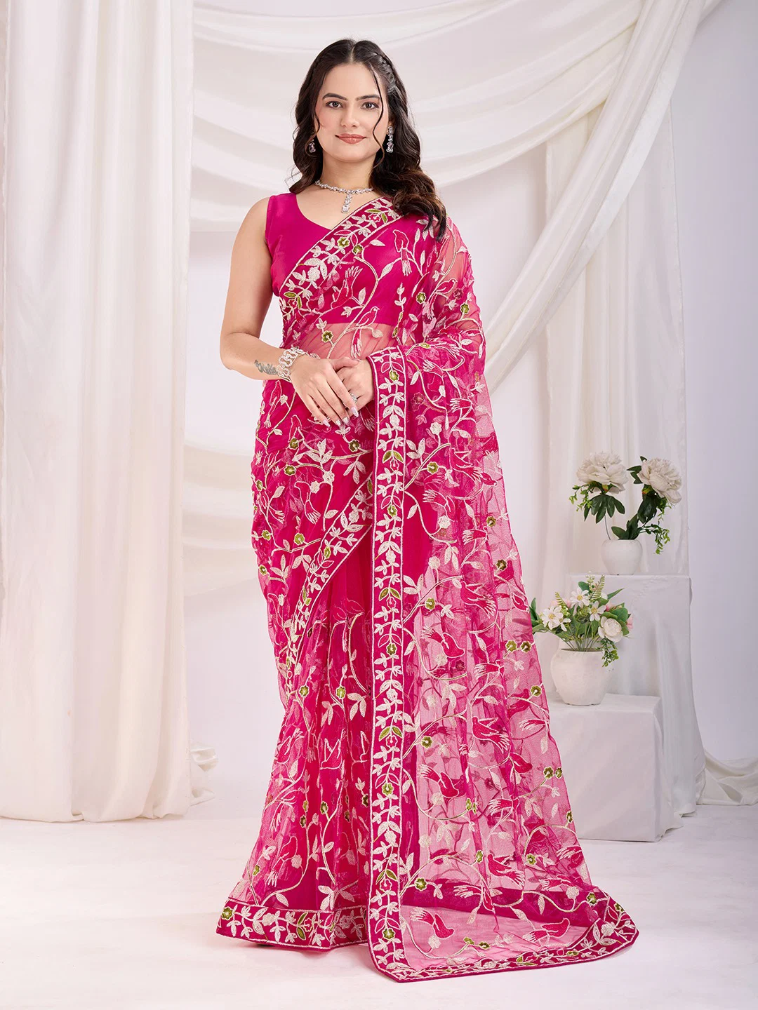 Beautiful Embroidered Worked Soft Net Saree Collection -VF-Net-Vaamika22
